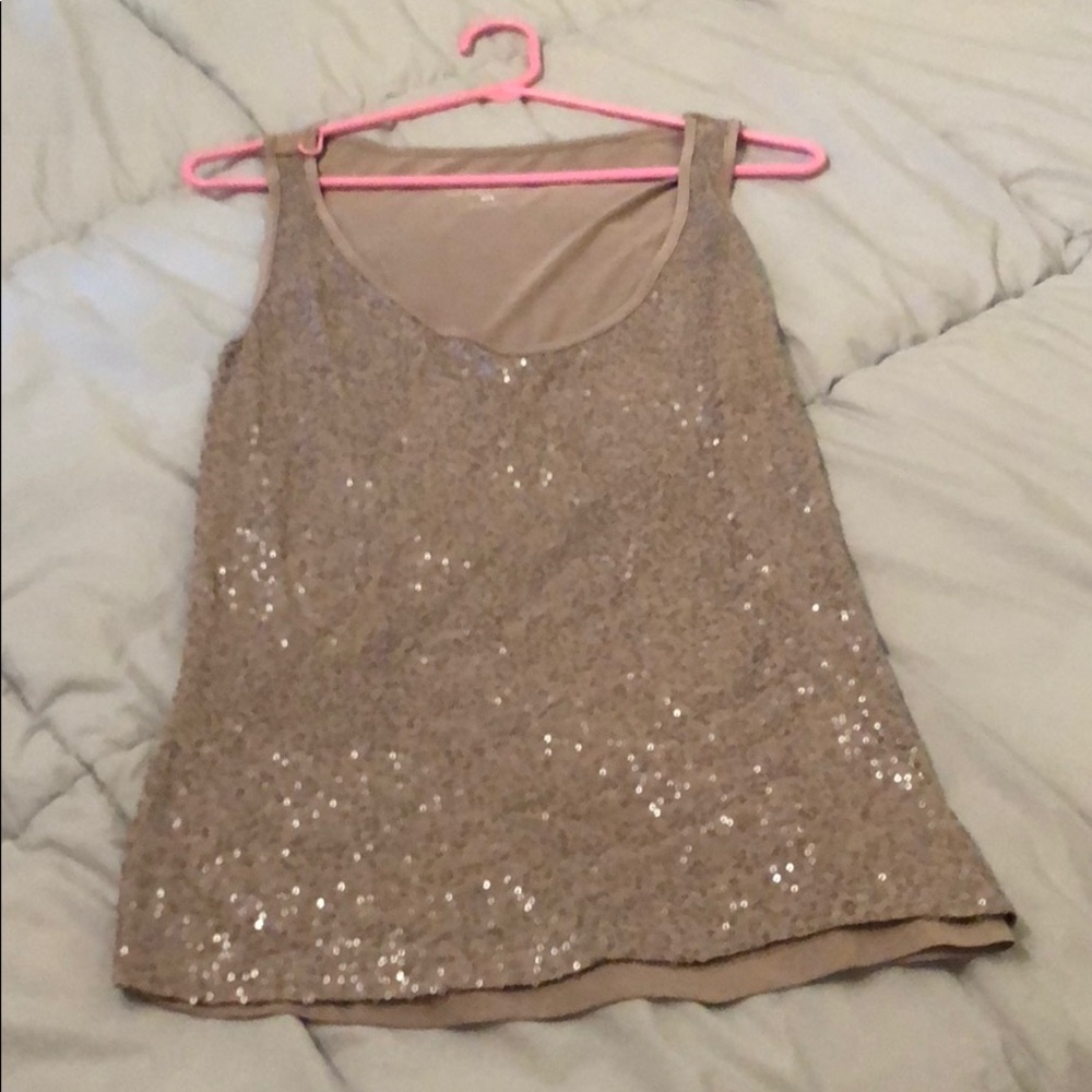 Super soft sparkly beige tank NWOT